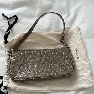 BY FAR Croc-Embossed Taupe Bag